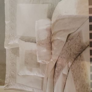 Sunham 4 pc set 2 Euro Shams 26 x 26, 1 - 16" Pillow 1  15 x 16 Neck Roll Pillow